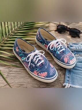 Vintage Rare Vans Van Doren Hawaiian Parrot Print Unisex Skate Shoes Sneaker